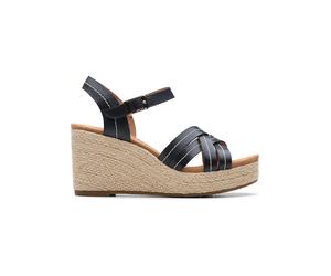 Clarks Leder-Keilsandaletten "Sabina Strap" in Schwarz - Größe 37 | Damen Sandalen