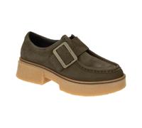 Clarks Linoso Monk Schuhe Mokassin grün Plateau 26178679 für Damen, oliv, Größe 40 EU / 6,5 UK