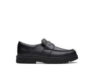 Clarks LorcamTrail Y Childrens Black Leather, 8
