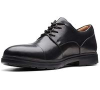 CLARKS Mens UN Tailor Cap Toe Oxfords, Black Leather, Wide Width, Size 9.5