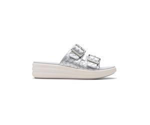 Clarks Pantoletten "Drift Buckle" in Silber - Größe 39,5 | Damen Pantoletten