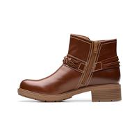 Clarks Premium Hearth Kaylie Damen-Stiefel, hellbraunes Leder, Größe 37, braun (tan), 37 EU