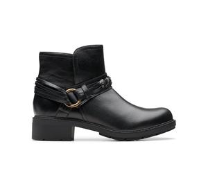 Clarks Premium Hearth Kaylie Damen-Stiefel, Leder, Schwarz, Größe 37, Schwarzes Leder, 37 EU