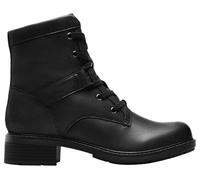 Clarks Premium Hearth Parker Kampfstiefel für Damen, schwarzes Leder, Größe 37, Schwarzes Leder, 37 EU