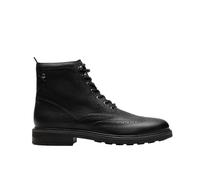 Schnürstiefelette CLARKS "Newford", Herren, Gr. 42,5, schwarz, Leder, Schuhe, Budapester, Schnürboots mit elegantem Blockabsatz (63060362-42,5) schwarz