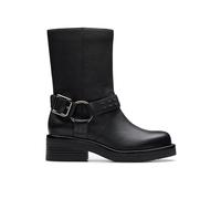 Stiefel CLARKS "Rebelle Up Black Leather", Damen, Gr. 41, schwarz, Leder, Schuhe Stiefel, mit herausnehmbarem Contour-Cushion-Fußbett (36059836-41) schwarz