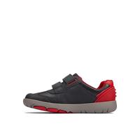 Clarks Rex Play K Sneaker, Navy/Red Lea, 30 EU
