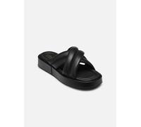 Hausschuh CLARKS "Alda Glide", Damen, Gr. 36, schwarz (schwarz leather), Leder, casual, Schuhe, Slides, Schlappen mit gepolsterter Bandage (73428465-36) schwarz leather