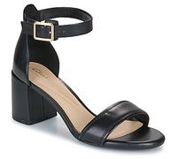 Sandale CLARKS "Ezoria Mae", Damen, Gr. 37, schwarz (schwarz leather), Leder, elegant, Schuhe, Festtagsschuh, Sandalette mit Blockabsatz (94087148-37) schwarz leather