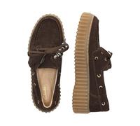 Schnürschuh CLARKS "Torhill Boat", Damen, Gr. 35,5, dunkelbraun, schwarz, Leder, Schuhe Schnürschuh, mit gerippter Laufsohle (89556200-35,5) dunkelbraun, schwarz