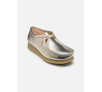 Schnürschuh CLARKS "Wallabee EVO", Damen, Gr. 41, goldfarben, Leder, Schuhe Schnürschuh, mit Krepp-Effekt an der Sohle (33662221-41) goldfarben