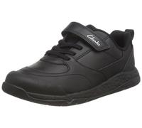 Clarks SteggyStride K Sneaker, Black Leather, 33.5 EU