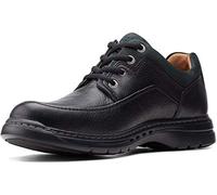 Clarks Un Brawley Lace Leather Shoes, Schwarzes gewalktes Leder, 49 EU