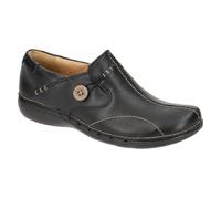 Slipper CLARKS "Un Loop", Damen, Gr. 39, schwarz, Leder, casual, Schuhe, Slipper, Flats mit Wechselfußbett (63578369-39) schwarz