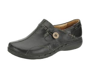 Clarks UN-Schleife Leichtes Schwarzes Leder Damenschuhe 6 D (M) UK/ 39.5 EU Schwarz