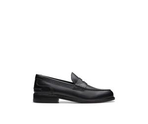 CLARKS Unisex CraftJames Lo Shoes, Black Leather, 44 EU