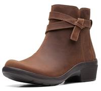 Clarks Women's Angie Spice Ankle Boot, Dark Tan Leather, 7