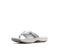 Clarks Women's Breeze Sea Flip Flop, New Silver Synthetic, 37.5 EU