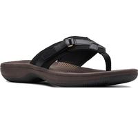 Clarks Womens Breeze Sea Flip-Flop Sandals - Comfortable Flip Flop with Adjustable Hook and Arch Support - Casual Summer Wearing Cloudsteppers for Everyday, schwarz/braun, 5