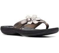 Clarks Breeze Sea Damen-Flip-Flop-Sandalen - bequeme Flip-Flop mit verstellbarem Haken und Fußgewölbeunterstützung - lässiger Sommer, Cloudsteppers für den Alltag, Pewter / Schwarz, 11