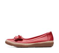Clarks Women's Elaina Jade Ballet Flat, Cherry Red Leather, 12 Narrow