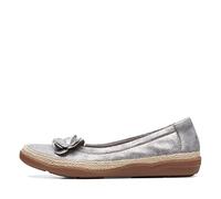 Clarks Women's Elaina Jade Ballet Flat, Pewter Textile, 38 EU