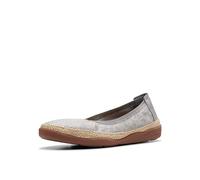 Clarks Women's Elaina Rae Ballet Flat, Pewter Metallic Textile, 42.5 EU