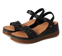 Clarks Women's Kassanda Bar Wedge Sandal, Schwarz Leder, 40 EU
