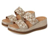 Clarks Women's Kassanda Mule Wedge Sandal, Metallic Combi Leather, 38 EU