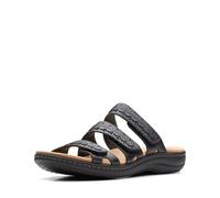 Clarks Women's Laurieann Cove Flat Sandal, Schwarz Leder, 6.5 Wide