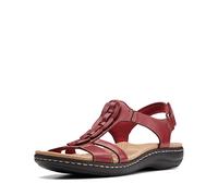 Clarks Women's Laurieann Kay Flat Sandal, Rotes Leder, 9 Wide