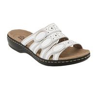 CLARKS Women's Leisa Cacti Slide Sandal, White Leather, 11 M US