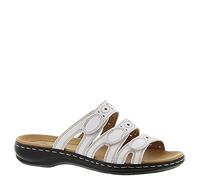 Clarks Women's Leisa Cacti Slide Sandal, White Leather, 12 M US