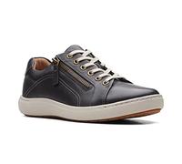 Clarks Women's Nalle Lace Sneaker, Black Leather, Size 6 Wide