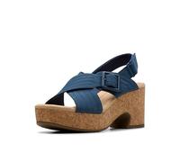 Clarks Women's Nerisa West Heeled Sandal, Marineblaues Nubuk, 40 EU