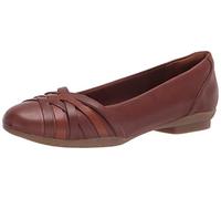 Clarks Women's Sara Clover Ballet Flat, Mahogany Leather Combination, 41.5 EU