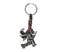 ClaroSchmuck Schlüssel-Anhänger Hexe auf dem Besen Schlüsselring aus Metall Stärke 2 mm, Band Kunstleder, Gesamtlänge ca. 98mm