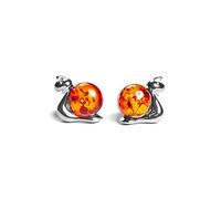 Classic Baltischer Bernstein cognac und Silber Schnecke Ohrstecker
