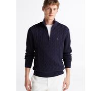 CLASSIC COTTON CABLE ZIP MOCK Blau XXL