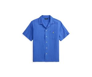 Classic-Fit Seersucker-Hemd L Blue