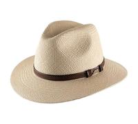 Classic Italy - Fedora Hut ausladende Krempe Panama Brisa Belt - Size 56 cm - Naturel