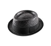 Classic Italy - Pork Pie Hüte Classic Porkpie Straw - Size 54 cm - Paille-Noir
