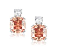 Classic Ohrstecker mit Edelsteinen im Kissenschliff, Zirkonia, in 18 Karat Weißgold vergoldet, schlicht, modern, elegant, Medium, Edelstein, Zirkonia