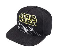 Classic Star Wars X-Wing Starfighter Embroidered Logo Outline Youth Flatbill Baseball Cap Hat, Black & Yellow