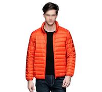 Classics Leichte Daunenjacke Herren Jacke Steppjacke Winter Daunen Winterjacke Kurze Übergangsjacke Stehkragen Ultraleicht Daunenmantel Wintermantel Packable Mantel Winddicht Freizeitjacke Orange XL