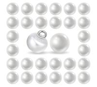 Classicseali 30 Stück Knöpfe Perlen, 10 mm Perlenknöpfe, Retro Perle Zubehör, Knöpfe zum Annähen Perlen, Künstliche Perle Runde für Kleidung,Röcke,Pullover,Hemden,Hüte,DIY Nähdekoration