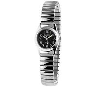 Classix Damenuhr Schwarz Silber Zugband Zugarmband Metall Armbanduhr