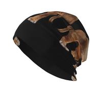 CLDBMD Leonardo_Vision_XL_Lion_3 Bedruckte Strickmütze für Erwachsene, modisch, weich, bequem und atmungsaktiv, Schwarz