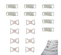 CLDURHGE 16-teilig Set Glitzer Schnürsenkel mit Schuhschmuck, Wasser-Diamant-Schnürsenkel Zubehör, 4 Paar Schleifen Ohrring-Design und 4 Paar Strass Schuh-Deko, Universal für Sneakers