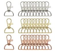 CLDURHGE 30 Stücke Drehbare Schlüsselringe, Metall Drehverschlüsse Federclip, 3 Farben Karabinerhaken mit D-Ring für Schlüsselbänder, DIY- Zubehör, Bastelutensilien und die Geldbörse